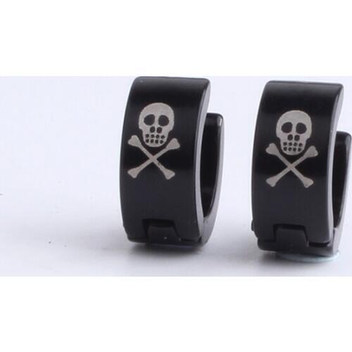 6mm black skeleton 316L Stainless Steel Stud Earrings for men women wholesale