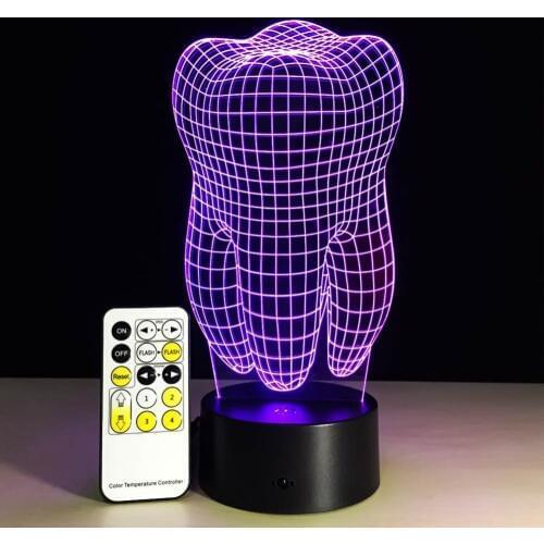 Dentist Lab Creative Gift Dental Clinic Artwork Artware Night Colorful Lamp 3D LED Tooth Gradient Light