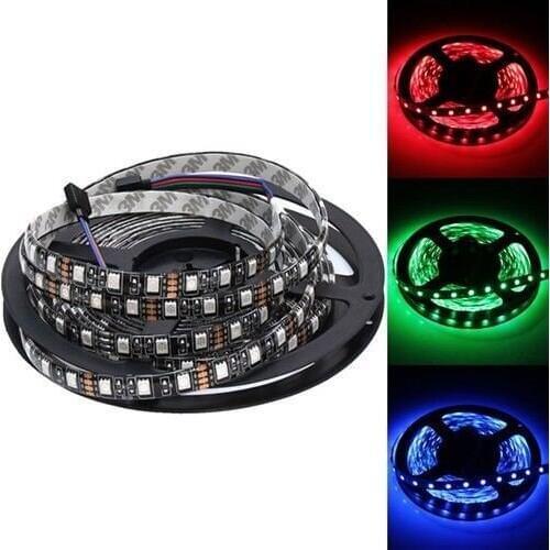 5M New Design Black PCB 5050 RGB Led Strip Super Bright 60leds/m No-Waterproof DC12 V LED Tape Led Ribbion For Home ,Fita De