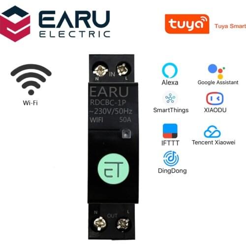 1P WIFI Circuit Breaker Smart Time Timer Relay Switch Voice Remote Control by Tuya APP Smart House for Amazon Alexa Google Home