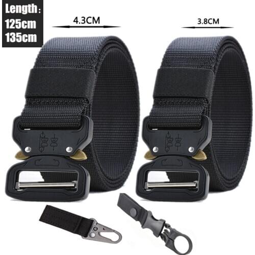 Military Tactical Belt Police Outdoor Sport Alloy Button Nylon Belt Army Heavy Duty Hunting Accessories Waist Strap Men Cinto
