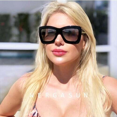 WERGASUN Fashion Women Oversize Sunglasses Gradient Plastic Brand Designer Female Sun Glasses UV400 lentes de sol mujer