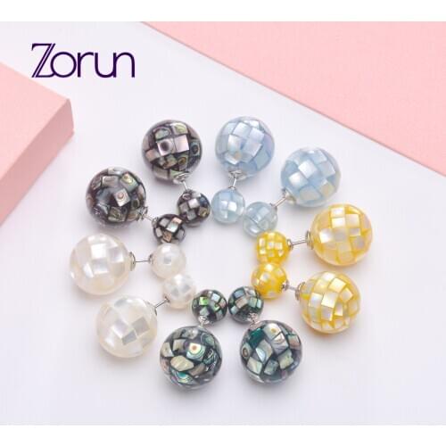 Zorun Real Natural Sea Shell Earring Fine Jewelry 8mm and 14mm 925 Sterling Silver Accessories for Women New Design Good Sale