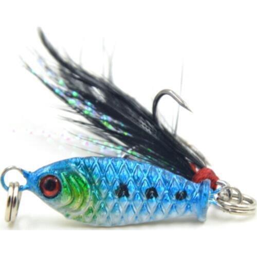 1pcs/lot Fishing Lures Feather Lead Fish 3cm 5.2g VIB hard bait winter Wobblers Pesca Artificial Fishing Tackle With Hooks