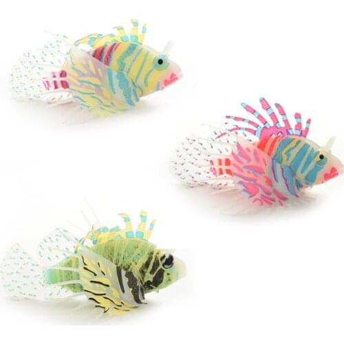 1Pcs Vivide Silicone Arificial Fake Lionfish Home Aquarium Tank Ornament Decoration