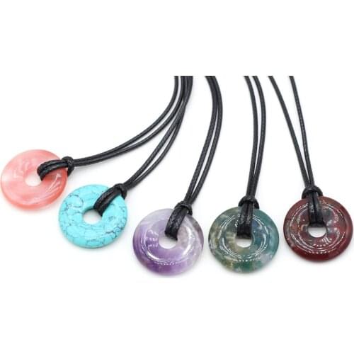 10Pcs Natural Rose Quartzs Agate Pendant Necklace Simple Stylish Pendant Necklace for Ms Men Jewelry Necklace Best Gift 25x25mm
