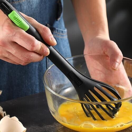 11in/28cm 2 in 1 Nylon SALAD TONGS Kitchen Cooking Food Serving Utensil Whisk Egg Beater Mixer