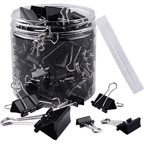 120 Pcs/Set Black Metal Paper Clips Multiple Sizes Clip For Book File Orangizer Stationery Mini Binder Clips Office Supplies New
