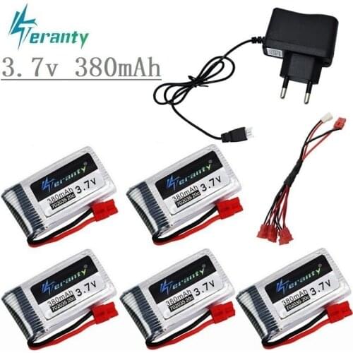 3.7V 380mah 752035 Lipo Battery For SYMA X15 X5A-1 X15C X15W with 5-Port Battery Charger Spare Parts 3.7v Battery For SYMA