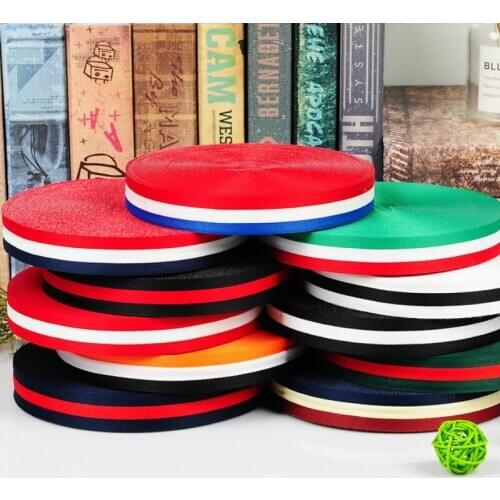 50 Yards Multi-Color Stripe Tripe Tape Twill Tape Textile and Garment Accessories Multi-Colored Polyester Ribbon
