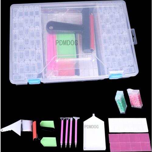 5d Diamond Painting Tools Kits with Storage Box for Diamond Embroidery Accessories 64/32/60/56 Grids Beads Storage Container