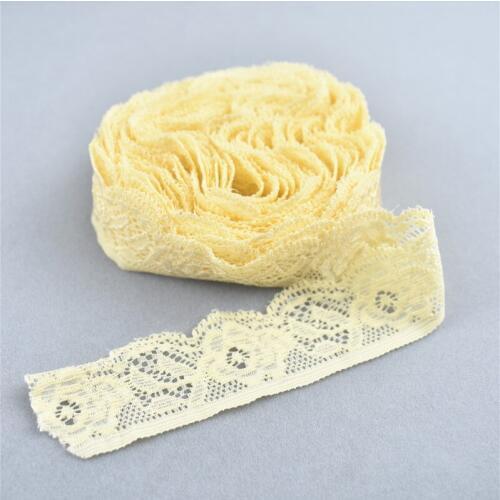 5yard-10yard stretch elastic Yellow lace ribbon 24mm Wide african Lace fabric embroidered cotton Stretch lace Trim for sewing