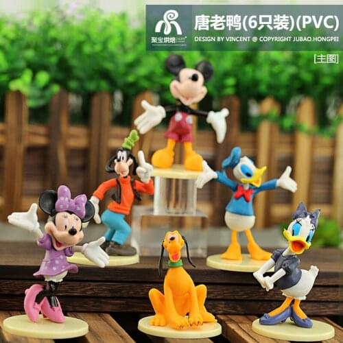 6pcs/set 10cm Mickey Mouse Minnie Donald Duck Mini Cute Cartoon PVC Action Figures Model Toys Childrens Gifts Cake Toppers