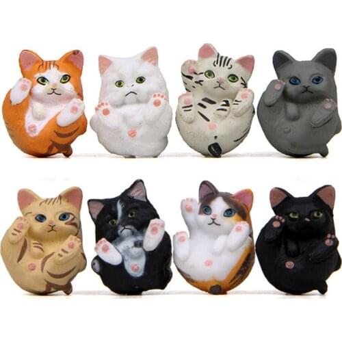 8PCS/Sets Cartoon Colourful Pet Cats PVC Cute Anime Kitten Mini Figures Landscape Decoration Toys Dolls for Baby Kids Gifts