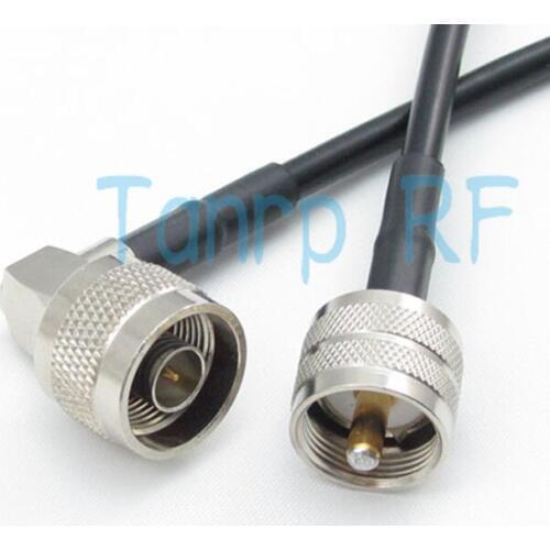 Free shipping! 50cm 20inch UHF male to N male plug right angle RF Pigtail coaxial jumper cable RG58 extension cable