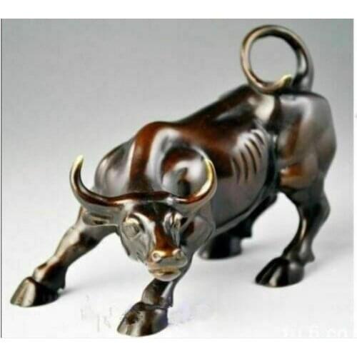 Big Wall Street Bronze Fierce Bull OX Statue NR223