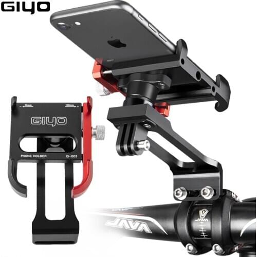 GIYO Bicycle Phone Holder Support Bike Cell Mobile Phone Mount Rack Smartphone GPS Bracket Clip On Handlebar Cycling Accessories