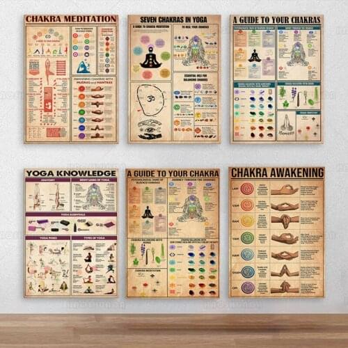 Home Exercise Gym Yoga Chakra Meditation Pose Health Poster Wall Art Canvas Painting Yoga Print Gift Living Room Home Wall Decor