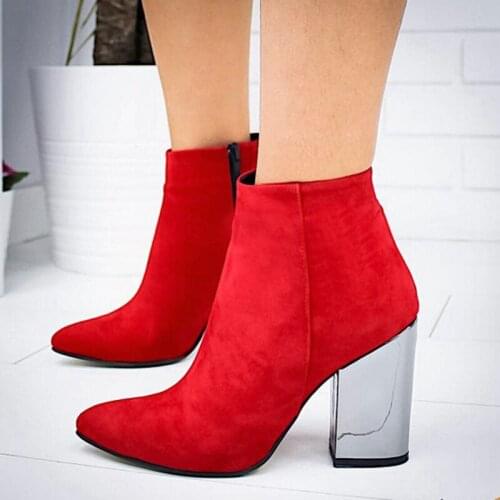 European Pointed Toe Girl Boots Solid Woman Rivet Boots Boots Autumn Winter 2019 New High-heeled Shoes Drop Ship
