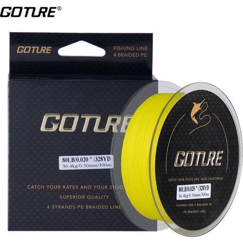 Goture 300M PE Braided Fishing Line Japan Multifilament 8LB-80LB 4 Strands Lines For Carp Fishing Freshwater and Saltwater