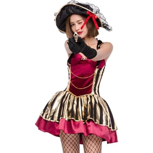 Halloween Pirate Costume Woman Female Carnival Warrior Cosplay Adult Fantasia Fancy Party Dress Up Uniform Outfit