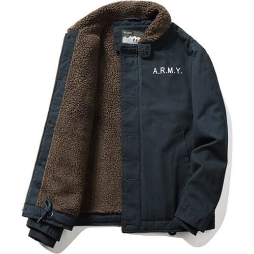 Jacket Men Imitated Lamb Fur Short Jacket Men Winter Thick Fur Collar Plus Fleece Tooling Bomber Jacket Cotton Jacket Clothes