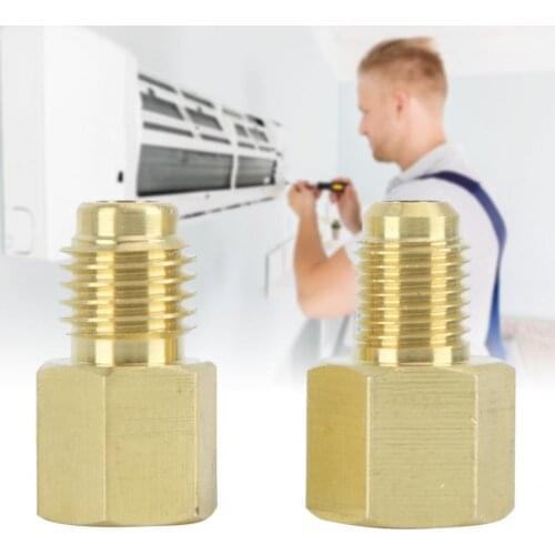 2Pcs 1/2ACME Brass Refrigeration Adapter Refrigerant Vacuum Pump Port Connector Accessory Male Thread 1/4SAE