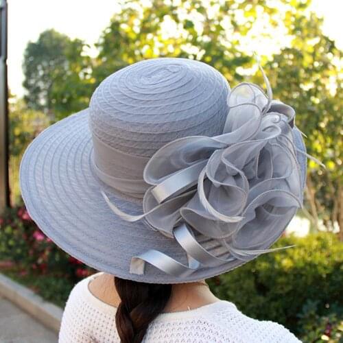 Summer ladies organza flower wide-brimmed sun hat UV Protect Travel Womens summer hat шляпа женская летняя