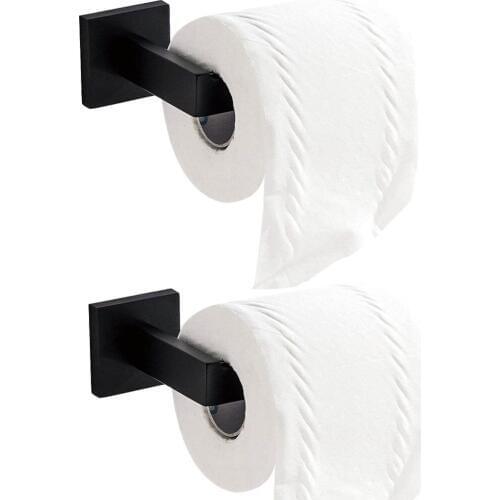 Leyden 2pcs 304 Stainless Steel Black Toilet Paper Holder Set Wall Mounted Roll Paper Holder For Bathroom Accessories Set