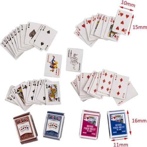 1Set 1/12 Doll House Miniature Playing Cards Simulation Board Game Model Toy for Mini Decoration Dollhouse Accessories