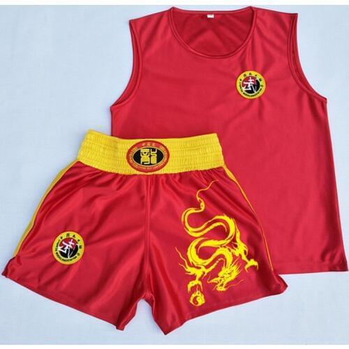 MMA Muay Thai Boxing Jersey Shorts Set Embroidered Dragon Free Combat Kick-boxing Top Trunks Training Suit Sport shorts WEAR