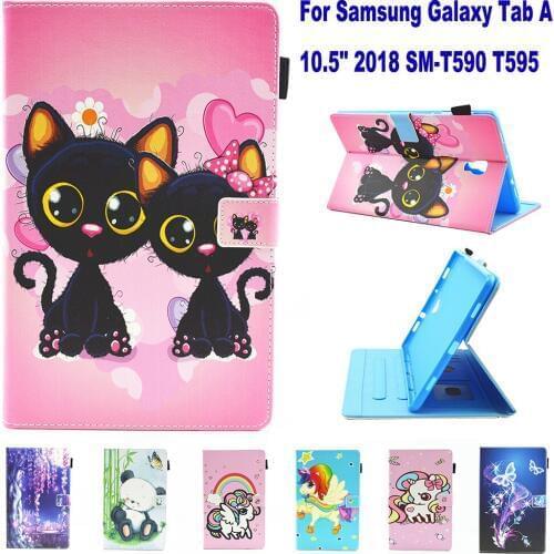 Fashion Painted Case For Samsung Galaxy Tab A 10.5" 2018 SM-T590 T595 Case Funda Stand Auto Wake Up/Sleep Function Unicorn Owl