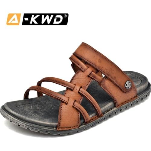 New Fashion Black Brown Slipper Men Outdoor Beach Men Sandals 2019 Men Summer Sandals Casual Sandalias Gladiador Mens Flip Flops