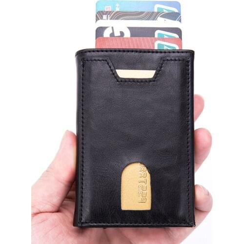 Maideduod New Men Vintage Credit Card Holder Top Quality Metal Aluminum Auto Pop-up RFID ID Card Case Carteira Coin Purse