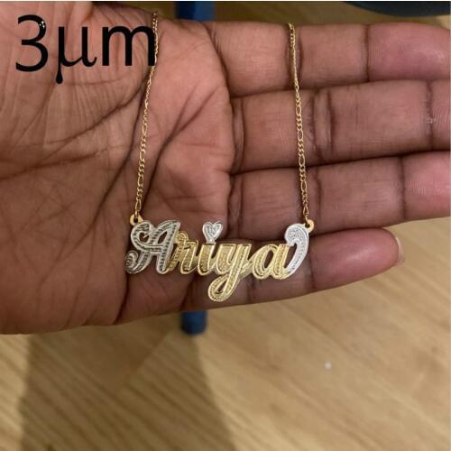 3UMeter New Hip Hop Letter Necklace Name Personalized Custom Necklace Gold Color Rhinestone Necklace Pendant Mothers Day Gifts