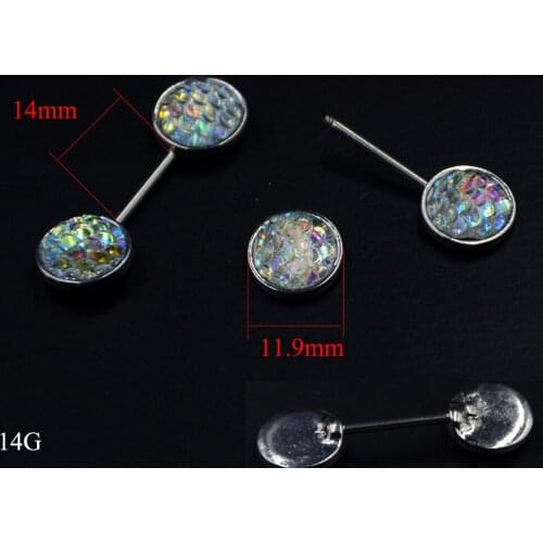 Pair 14G Surgical Steel Bling Druzy Cluster Fish Scale Nipple Ring Barbell Ring Piercing Charming Nipple Bars Body Jewelry