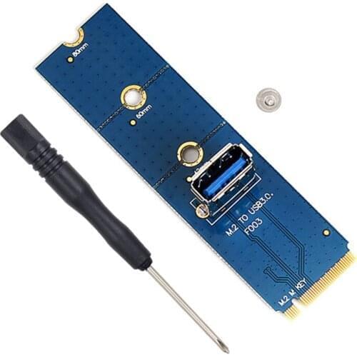 NGFF M.2 to USB 3.0 PCI-E Riser Card M2 M Key Motherboard to USB3.0 Extender Raiser Adapter for 2242/2260/2280 for BTC Mining