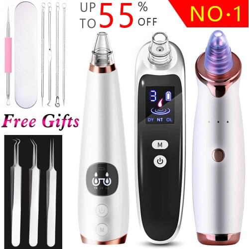 Blackhead Remover Vacuum Cleaner Acne Needle Tweezer Black Head Extractor Pore Pimple Nose Suction Massager Facial Removal Tools