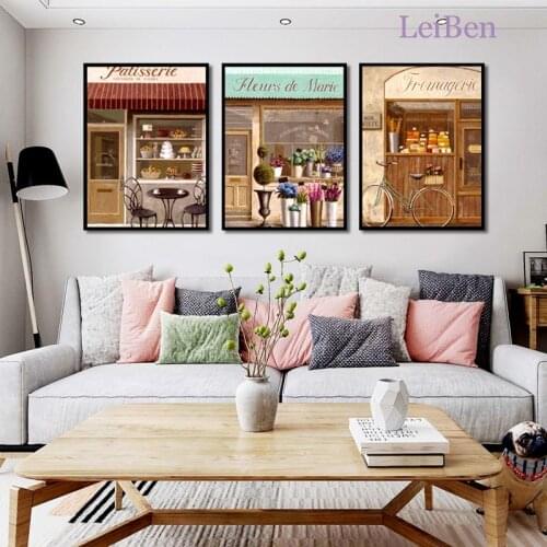 Nordic Retro Poster Art Picture Store Coffee Shop Landscape Canvas Painting On The Wall Home Decoration Living Room or Interior