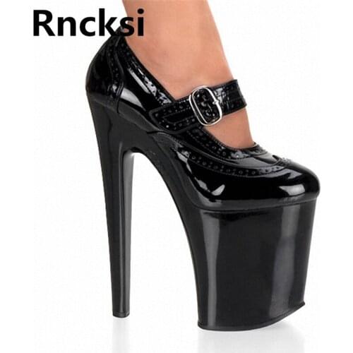 Rncksi Buckle Straps Women Party Pole Dance Shoes Pumps Shoes 17cm High Heels With Platforn Ankle Womens Pumps