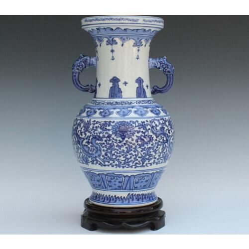 Christmas Blue and white porcelain rich rattan ceramic vase gift antique green vase interaural decoration