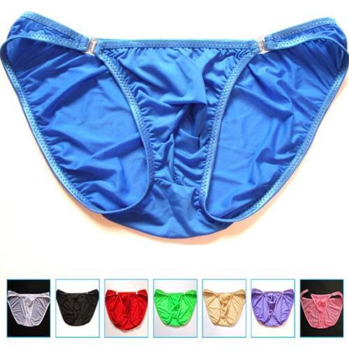 Removable Button Sexy Mens Silk Briefs New Hot Man Panties Jockstrap Ultra-thin Underpants gay underwear briefs men underwear