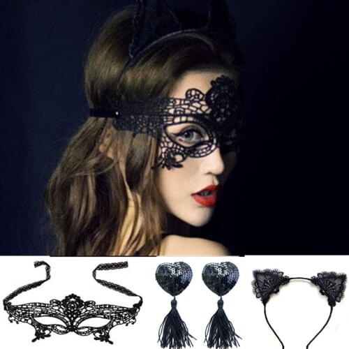 Sexy Pasties Stickers Tassel Breast Bra Nipple Cover Sexy Lace Mask Women Eye Masquerade Lace Choker Sex Accessories