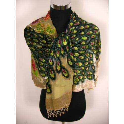 New Exquisite beaded peacock velvet silk feeling rayon nylon Womens scarves Ladies Scarf wraps shawls Ponchos shawl 6pcs/lot