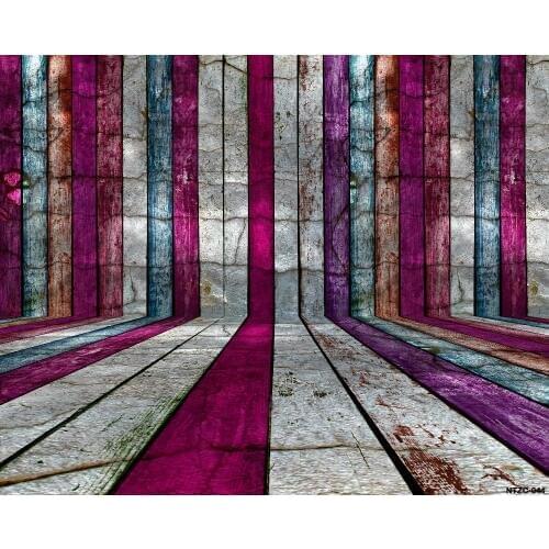 TR 2017 Vinyl Colorful Lines Vintage Wooden Wall Floor Lover Family Baby Cloth Photography Backdrops Background for Photo Studio