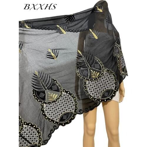 High Quality Muslim Abaya Turban African Women Hijab100%Cotton Scarf with Embroider Special Design for Women Party Wedding Scarf