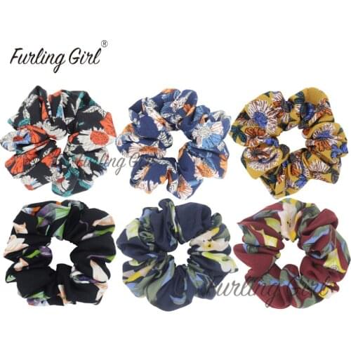 Furling Girl 1PC Flower Chiffon Fabric Hair Scrunchies Hair Bow Chiffon Ponytail Holder Bobbles Elastic Hair Bands
