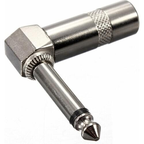 10pcs/lot Right Angle Male Mono Plug 6.35mm 2-Pole Mono Jack Plug Right Angle Audio Plugs Connector Guitar Audio Cable Adapter