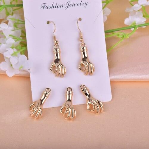 10pcs/pack OK hand Metal Charms Earring Bracelet DIY Jewelry Making
