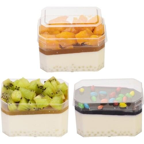 Promotion - Party Wedding Festival Supplies, Disposable Plastic Tableware, 81*50*5mm/185ml Rectangle Dessert Cup, 10/Pack